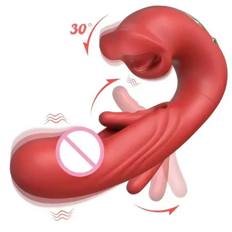 3In1 Thrusting Vibrator Female Tongue Licking Dildo Clitoris Stimultor Finger Flapping Vagin Massager Adult Sex Toys for Women