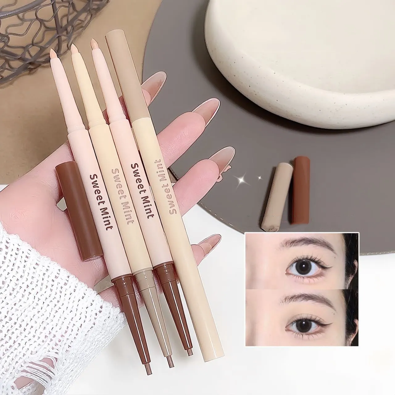 Double Head Eyeliner Pen Lying Silkworm Eye Brighten Bronzer 2 in 1 Waterproof And Durable Not Easy To Halo Dye Natural Makeup — image 3