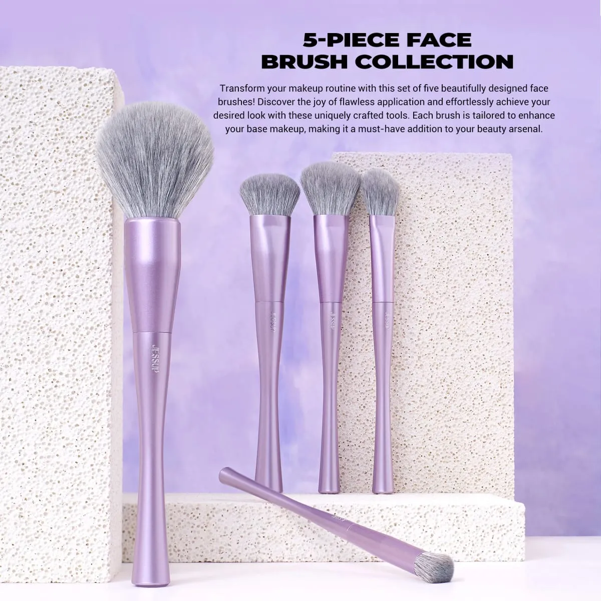 Jessup Makeup Brushes Set 14pcs Professional Vegan Foundation Eyeshadow Contour Powder Blending Brush Kit Luxury Purple T512