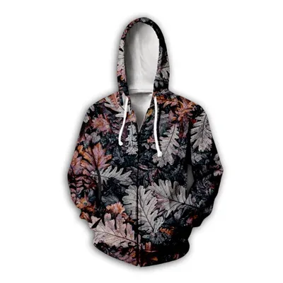 Flower Floral Pattern 3D Print Zipper Hoodies Men's Autumn Hooded Sweatshirts Oversized Streetwear Tracksuit Coat Man Clothing