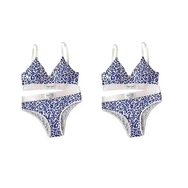 1/2/3set Women V-Neck Bra And Panties Set Low Waist Panties Female Sexy Lingerie Set Leopard Print Cotton Bra Sport Underwear — image 14