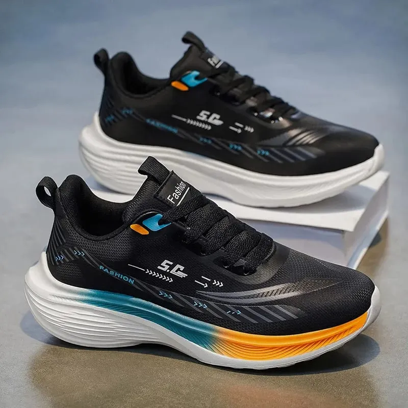 Men Running Shoes Lightweight Breathable Mesh Sneakers Thick Sole Cushioning Casual Walking Shoes Size 39-44