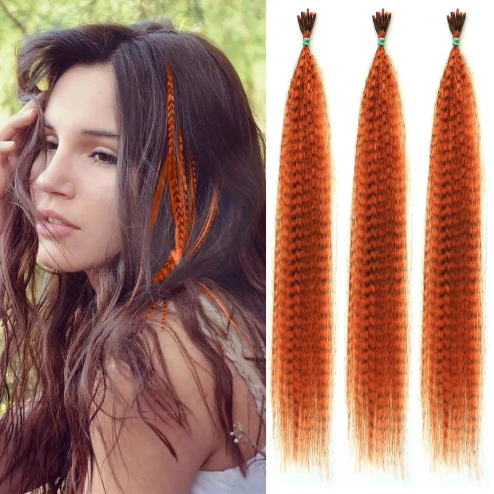 30roots Colored Synthetic Feather Stripe hair Extension 16 Tommer I Tip Party Cosplay Til Musikfestival Halloween Jul
