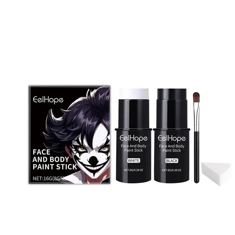 Zwart Wit Gezicht Body Paint Kit Cover Foundation Clown Kleurrijke Langdurige Waterdichte Halloween Feestelijke Make-up Accessoires Set