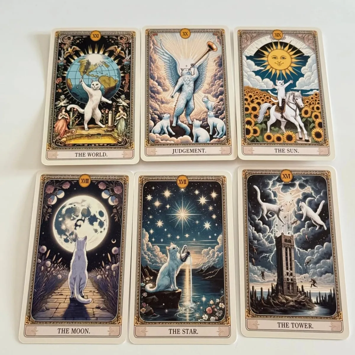 12*7cm Cat Tarot Deck In Metal Box 350GSM English Version Wait Tarot Cards Board Games with Paper Instruction Manual — image 3