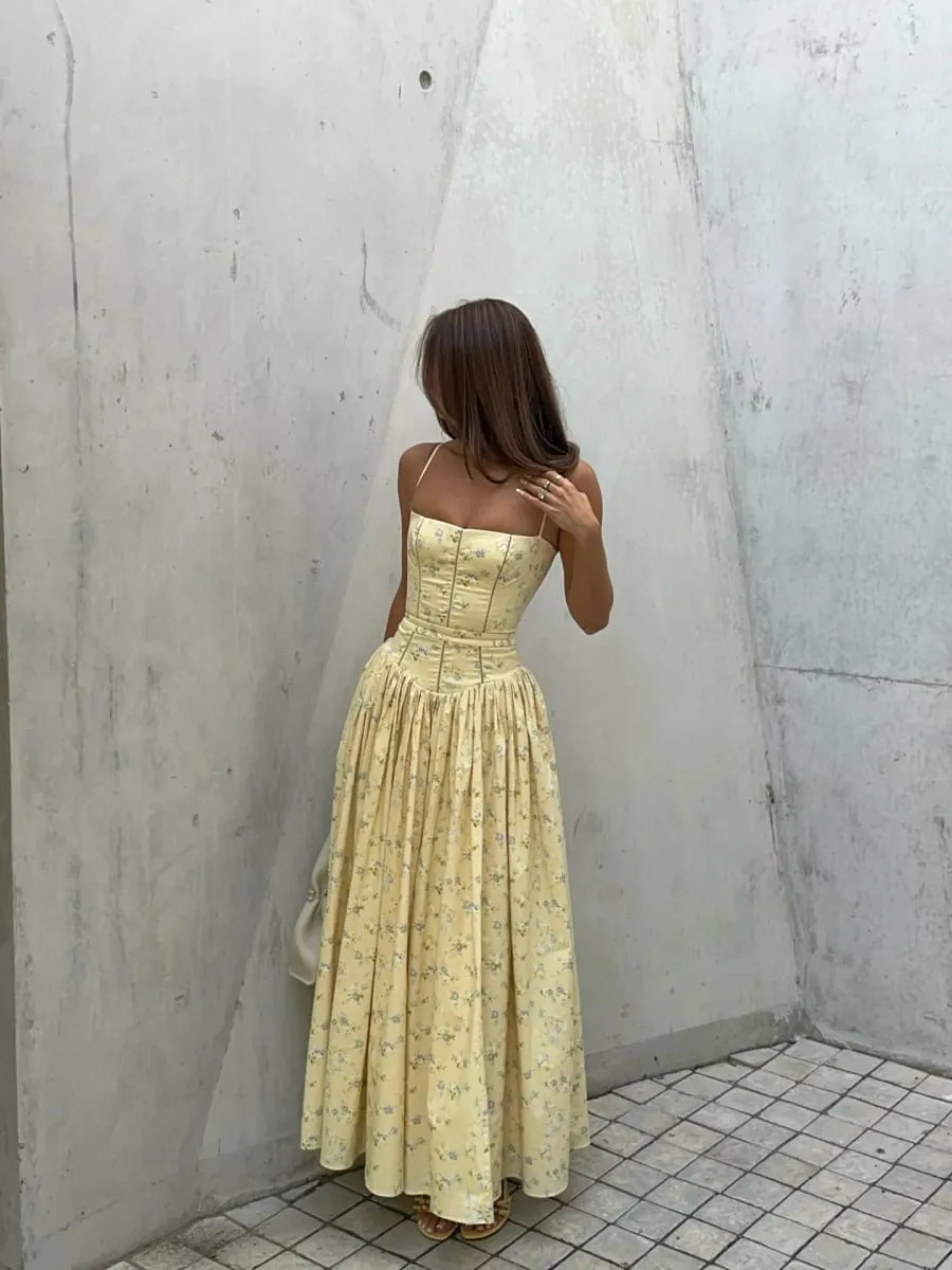 Mingmingxi Women Long Floral Print Spaghetti Strap Maxi Dress Summer Elegant Lace Up Dress Flowy Holiday Party Beach Wear Dress — image 4