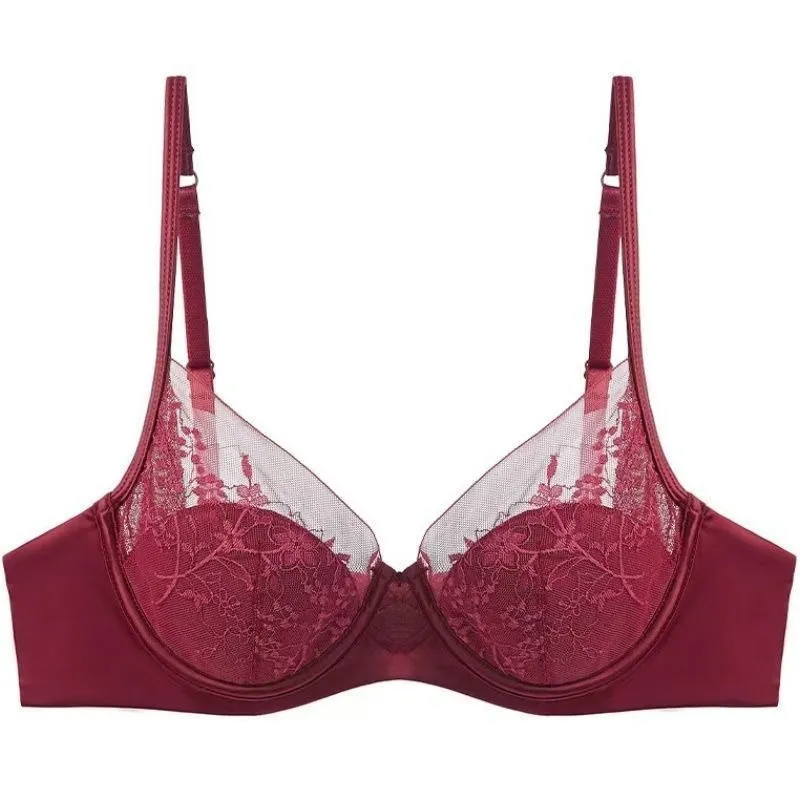 Women Bra and Panty Set Elegant Lace Bralette Wireless Triangle Cup No Underwire Underwear Thin Gathered Comfort Lingerie Set — image 6