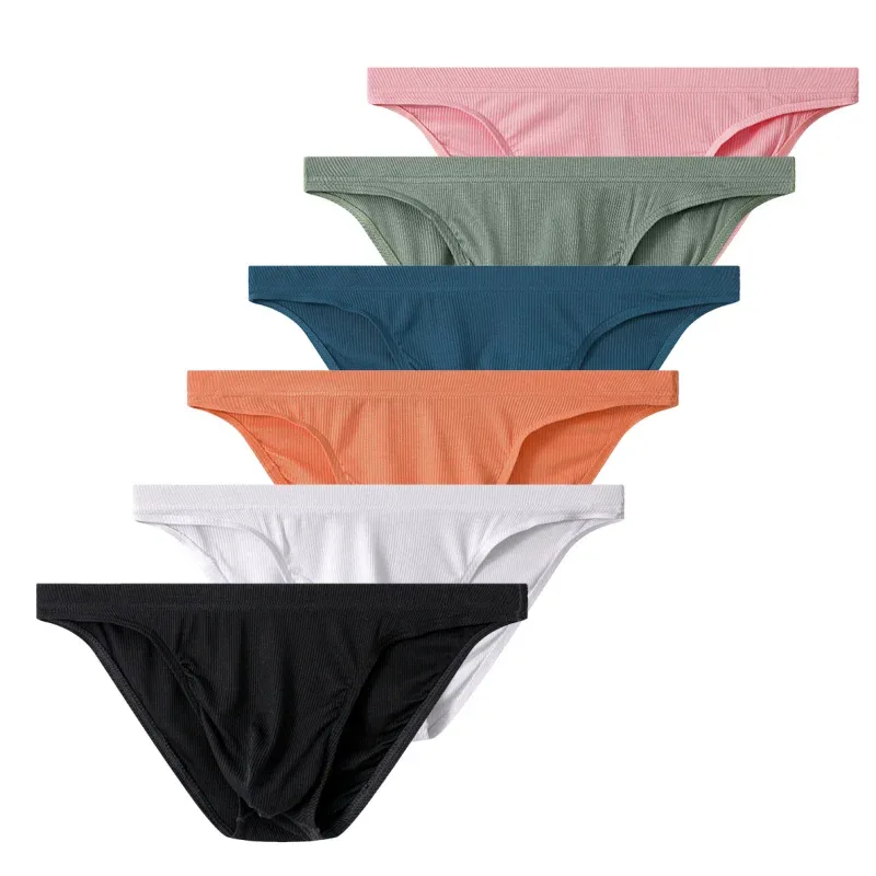 Men Rib Fabric Briefs Underpants Man Sexy Underwear Breathable Low Waist Mens Bikini Briefs Cuecas Big Pouch Hombre Slips — image 11