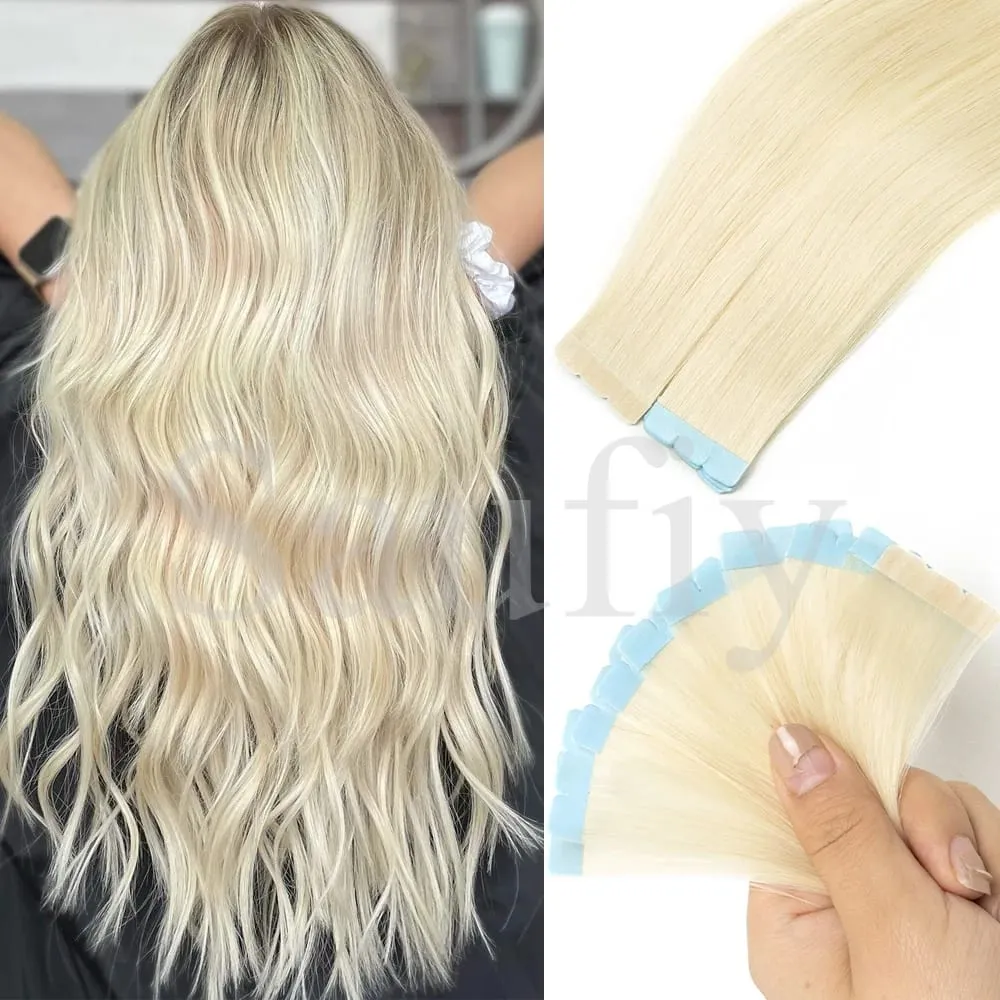 12-20inches Natural Blonde Mini Tape in Human Hair Extensions Double Side Invisible Seamless Tape Ins Hair 10pcs/Pack Natural Straight Black Blonde Balayge Brown Mini Tape In Hair — image 11