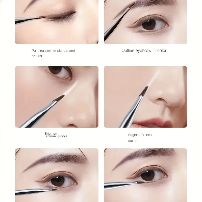 7Pcs Precision Detail Makeup Brushes Set Ultra Thin Eyebrow Lower Lash Eyeliner Eye Makeup Brush