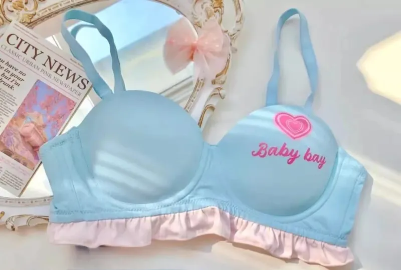 Lolita Inspired Lingerie Set for Small Chest Wireless Push Up Bralette to Enhance Curves Sweet Barbie Style Bra & Tushy Panty — image 9