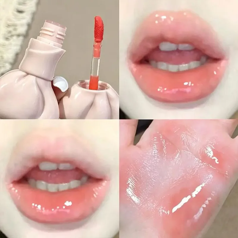 Tomato Red Jelly Mirror Lip Glaze Pink Mirror Crystal Lesk na rty Cute Bowknot Hydratační tekutá rtěnka Hydratační kosmetické rty — image 7