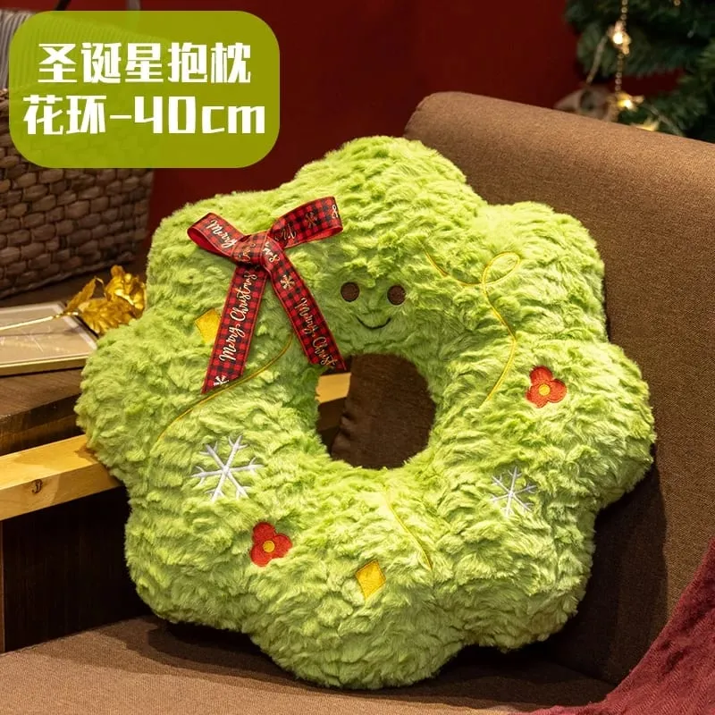 Christmas Plush Pillow Cute Santa Snowflake Gingerbread House Wreath Stuffed Cushion Soft Fluffy Home Decor Xmas Gift — image 14