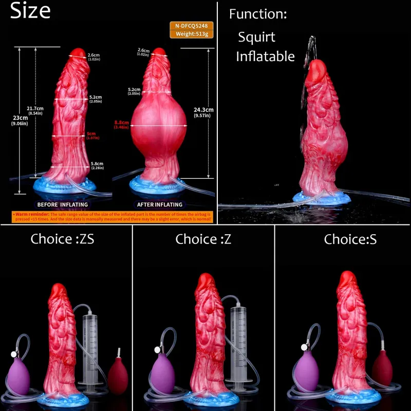 Silicone gonfiabile eiaculazione nodo dildo circonferenza regolabile schizzi fantasia cavallo pene giocattoli adulti del sesso dilatatore anale