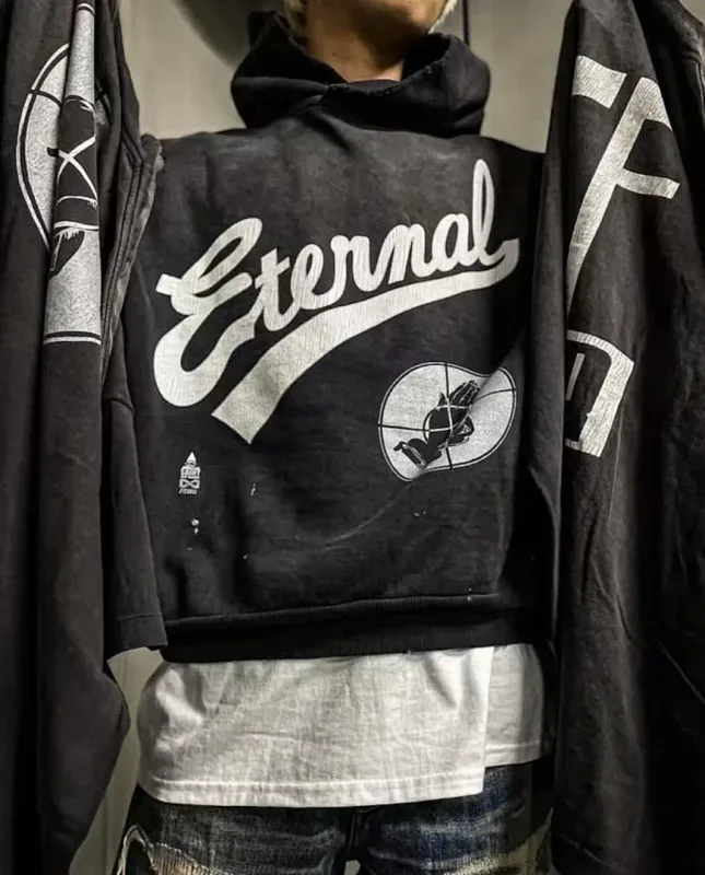 24FW SAINT Vintage Angel Printed Distressed Women Men Hooded Sweatshirt Hoodies Oversized Men Casual Cotton Pullover Hoodie — image 40