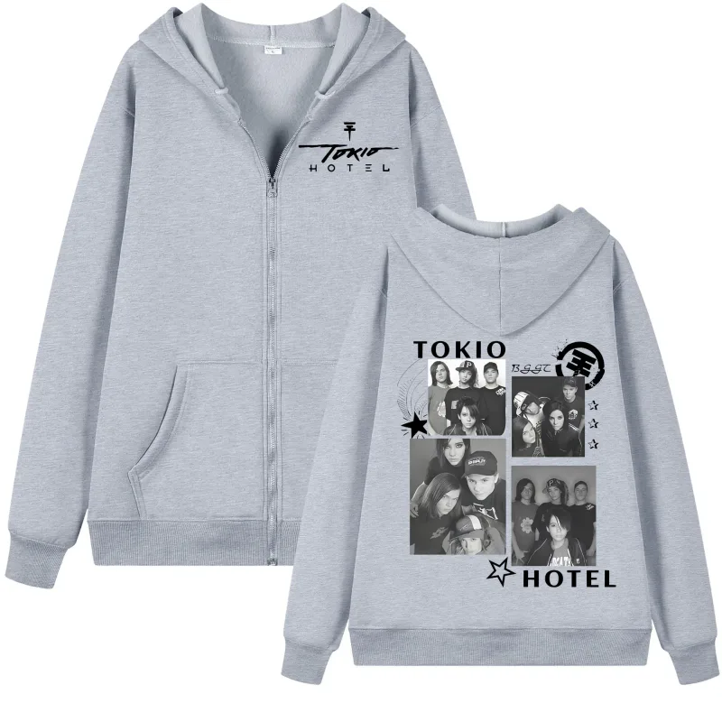 Tokio Hotel Arena Tour 2026 Graphic Zipper Hoodie Rock Fashion Vintage Zip Up Pullovers Men Women Casual Long Sleeve Sweatshirts — image 7