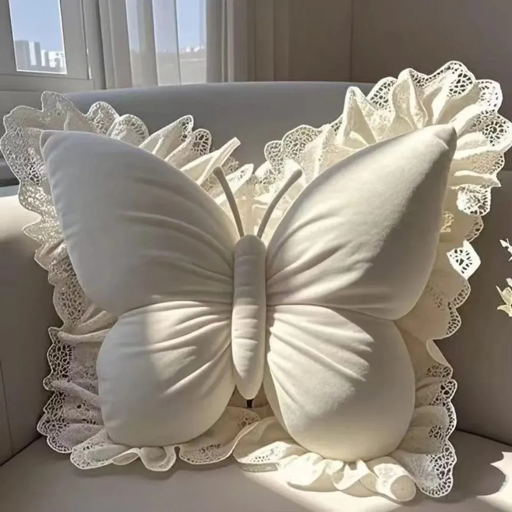 New Cute Butterfly Pillow Lace Butterfly Bedhead Pillow Home Textile Cushion Sofa Decoration — image 6