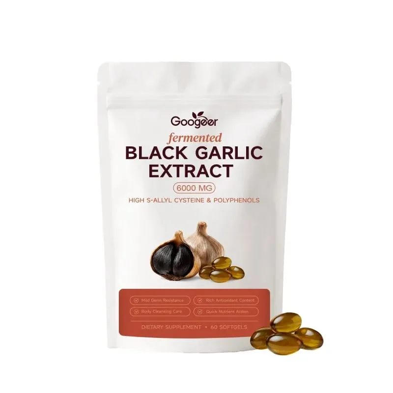 Googeer fermenterad svart vitlöksextrakt 6000MG Softgels Antioxidant Immunstöd S-Allyl Cystein Män Kvinnor 60 Softgels 60 dagar