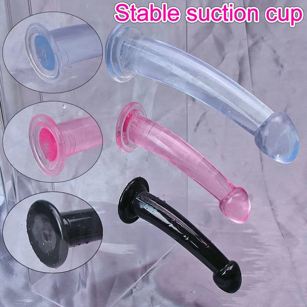 Dengan Harga Murah TPE Transparan Anal Plug Jelly Dildo 4 Ukuran Cangkir Hisap Ayam Vagina Masturbasi Lembut Penis Kecil Wanita Pria Mainan Seks