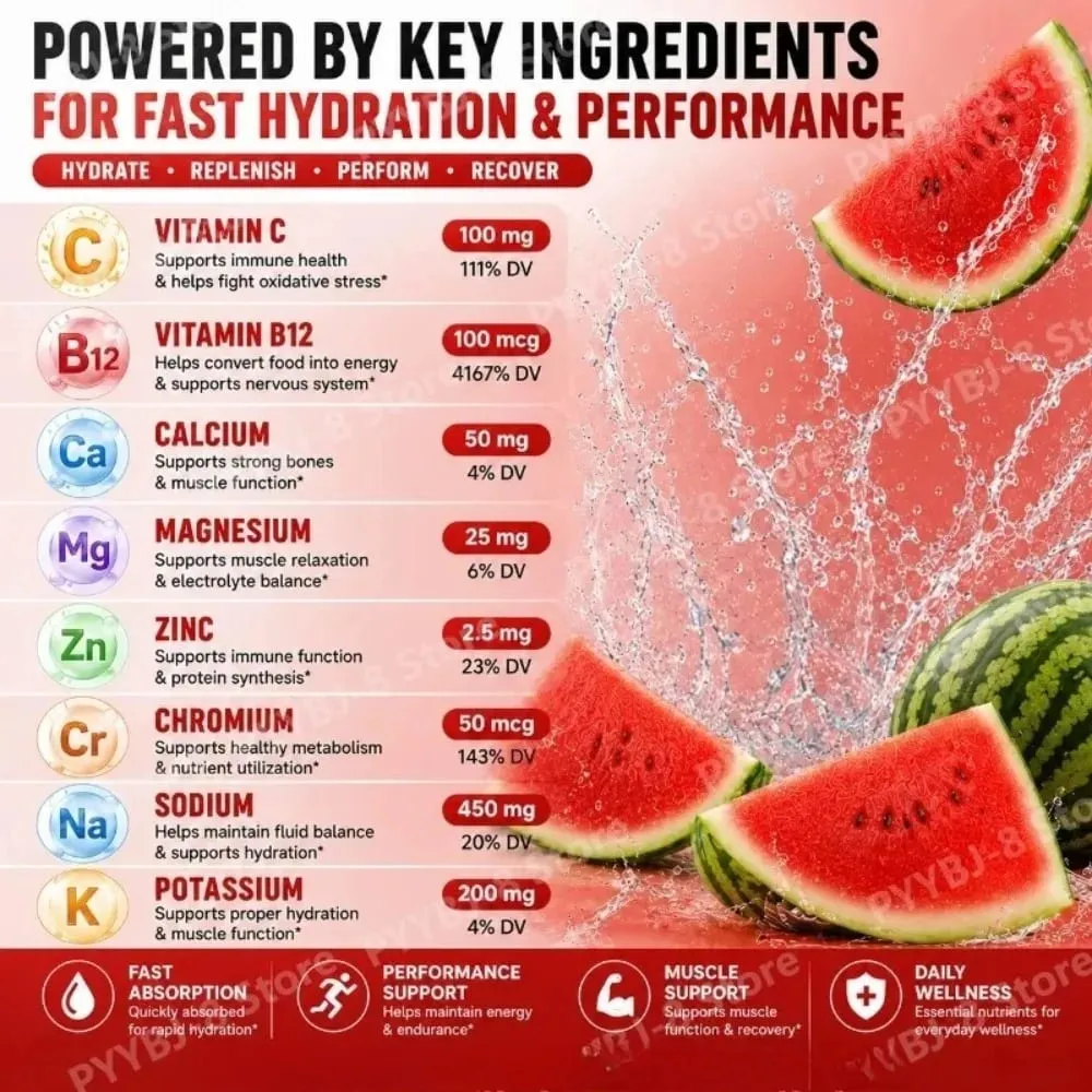 Electrolyte Drink Powder 158g 30 Serving with Sodium Potassium Magnesium Calcium Support Exercise Recovery Energy Enhancement