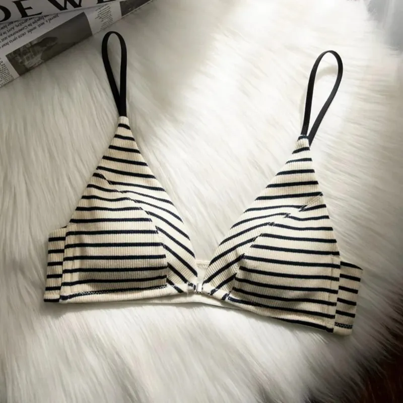 omen Front Closure Bra Set Summer Thin Spaghetti Strap Sexy Triangle Cup Backless Brassiere Lingerie Set 32‑38 Size