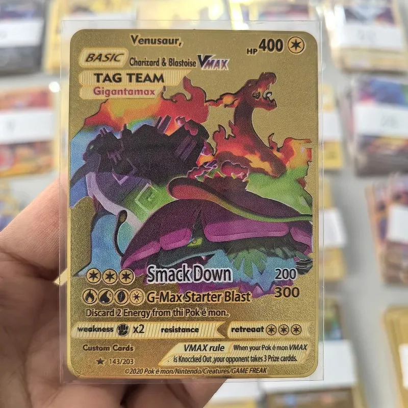 10000HP Charizard Vmax Pokemon การ์ดโลหะการ์ดภาษาอังกฤษ Arceus GX Vstar V Golden Limited เด็กของขวัญเกม Battle Collection การ์ด