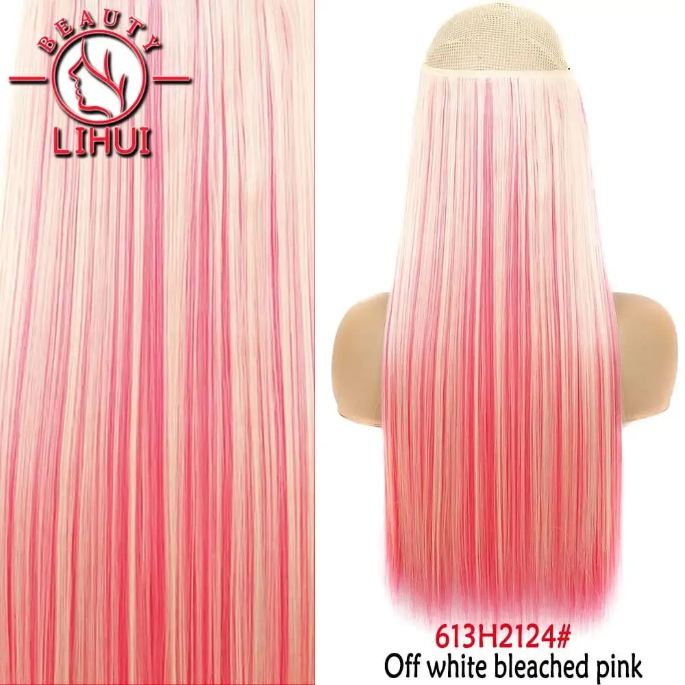 Synthetische natürliche synthetische Haarverlängerungen, 5 Clip-in-künstliche gefälschte Ombre-Blond-Braun-Schwarz-Rosa-gerade falsche Haarteile — image 45