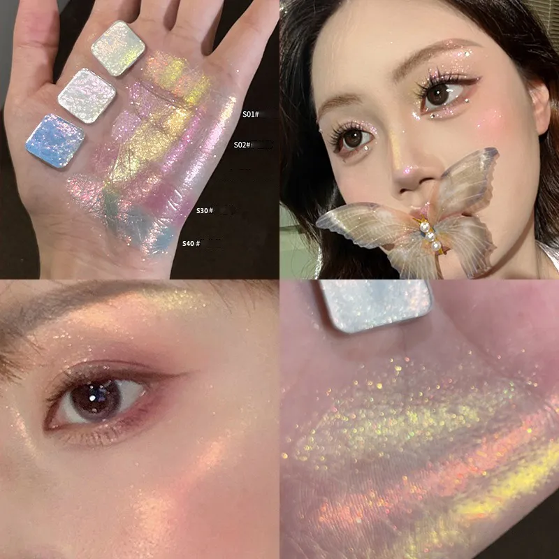 Diamond Chameleon Highlighter Contouring Palette Pearl Flash Discoloration Highgloss Sequin Sparkling Gradient Eye Shadow Makeup — image 2