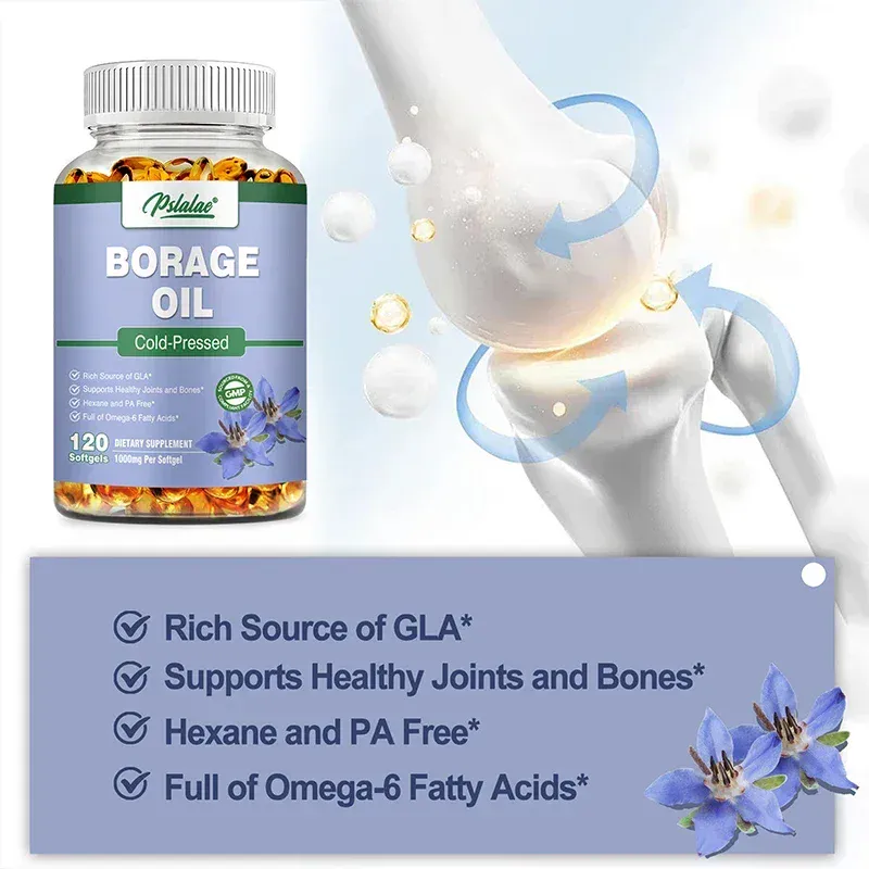 Borage Oil Capsules - Helps Maintain Skin Joint and Bone Health Relieves Cellular Stress and Provides Antioxidant Support — image 3