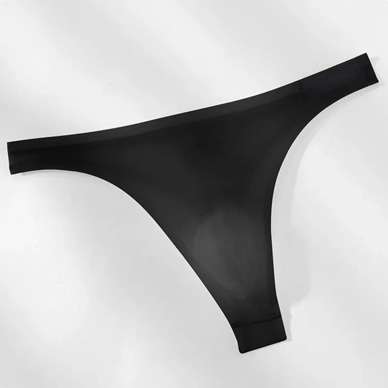 Men's Ultra-thin Ice Silk G-string 3D Bulge Pouch Thong See Through Underwear Low Rise Men Bikini Briefs U Pouch Lingerie — image 9