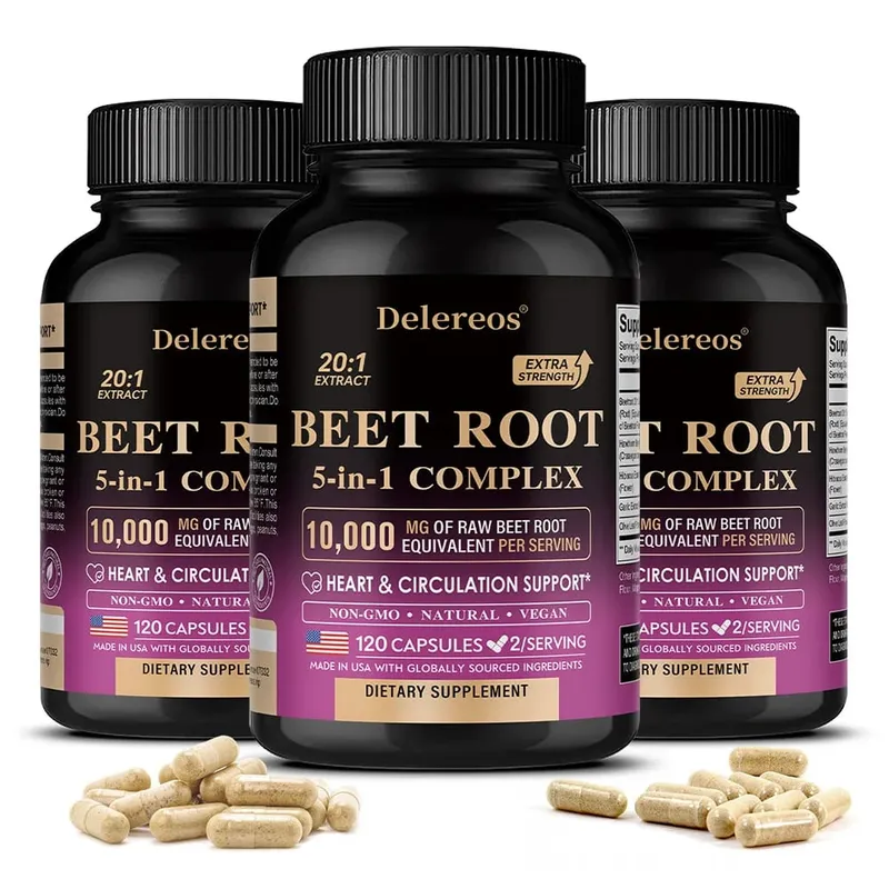 Organic Beetroot Extract Capsules 500mg Supports Blood Circulation & Heart Wellness Blood Flow Improves Immunity