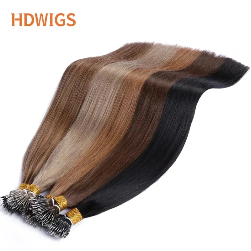 Nanoring Hair Extension Straight High Quality Real Human Hair Extensions for Women Micro Ring Link Hair Extensions Human Hair — image 3