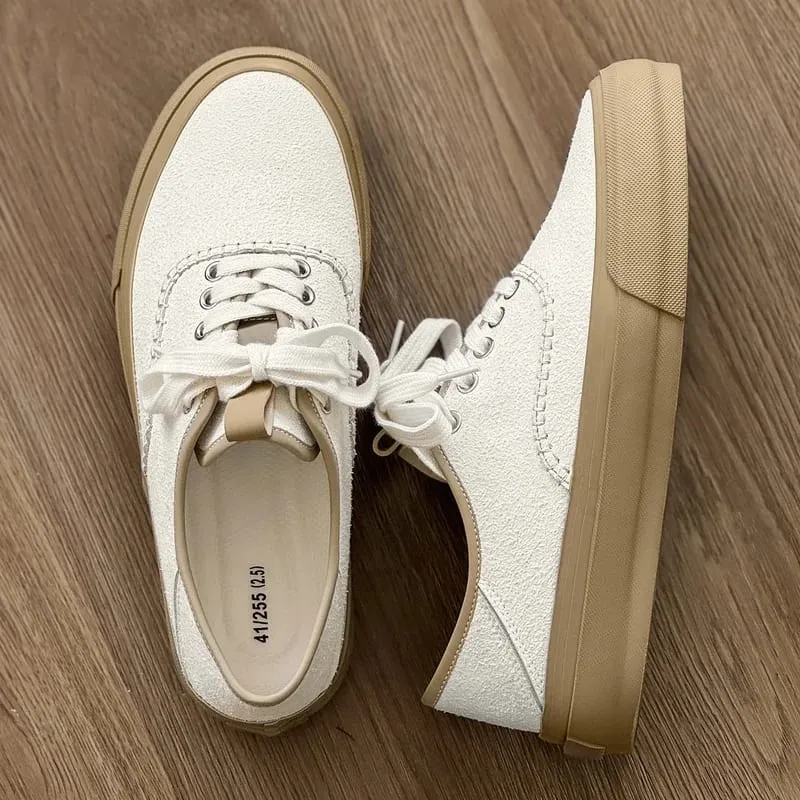 Men Board Shoes Spring Summer Casual Sneakers Moc Toe Stitching Detail Retro Flat Sole Canvas Texture Commute Footwear — image 5