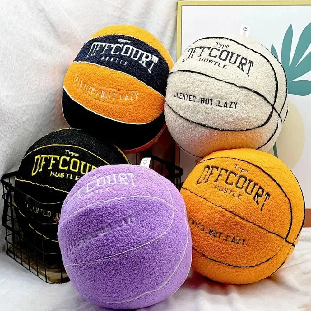 New Soft Offcourt Basketball Pillow Pillow Cushions Fuzzy Basketball Shaped Pillow Pillow Bedroom — image 2