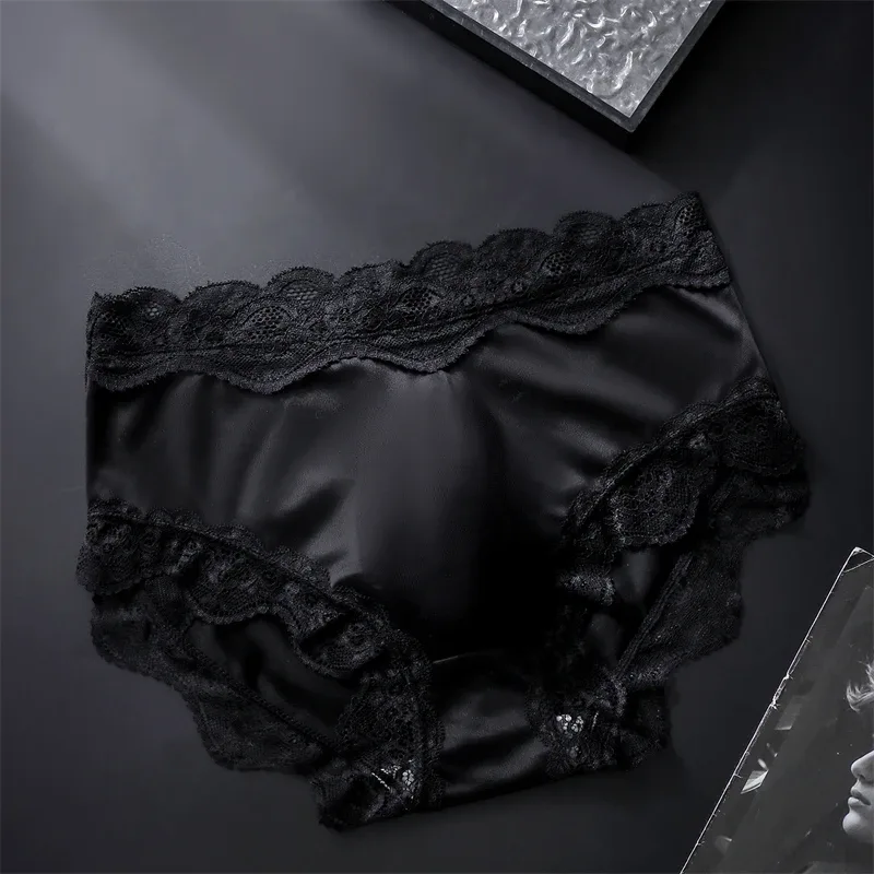 adults 18 plus Satin Sexy men's underwea lace 3D pocket cuecas masculino bow calzoncillos hombre elasticity sexys shopping tøy