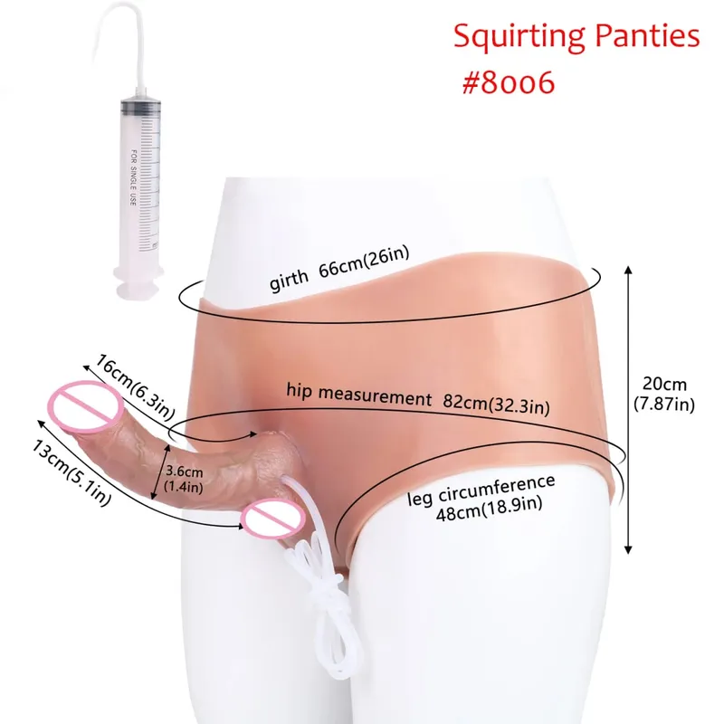 Black Nude Silicone Squirting Panties With Simulated Solid Penis Strapon Big Realistic Ejaculation Dildo Sex Toy For Women