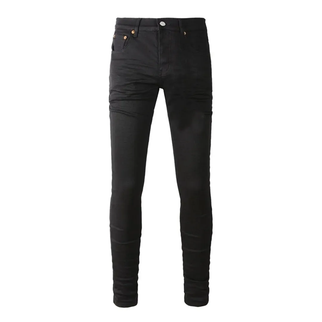 High Street Brand Men's Jeans American Distressed Coated Blank Stretch Skinny Button Fly Ripped Pants Trousers — image 10