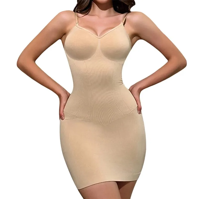 Wechery Female Clothing Body Shaper Tummy Control Dresses Soft Slips High Elasticity V-neck Strapless Women's Dress