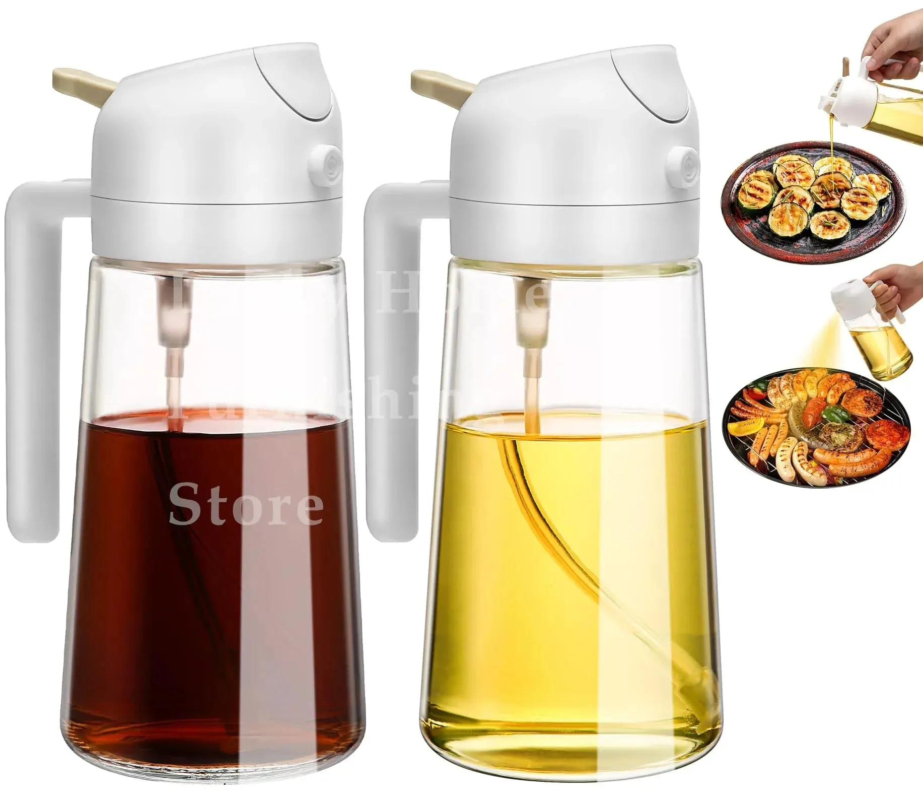 500ML 2-in-1 Dual Use Plastic Olive Oil Sprayer Dispenser Spray Pour Bottle Vinegar Mister Air Fryer BBQ Salad Kitchen Tools — image 10