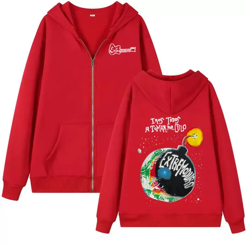 Rock Band Extremoduro Tour 2026 Zip Up Hoodies Men's Fashion Gothic Fleece Sweatshirts Coats Oversized Zipper Hoodie Streetwear — image 4