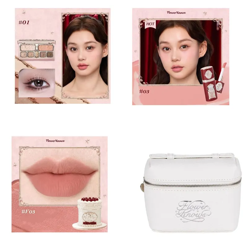 Flowerknows Makeup Set Gift Kit Shimmer Full Box Blush Langdurige fluwelen lipcrème met zakje Kit De Maquiagem — image 11