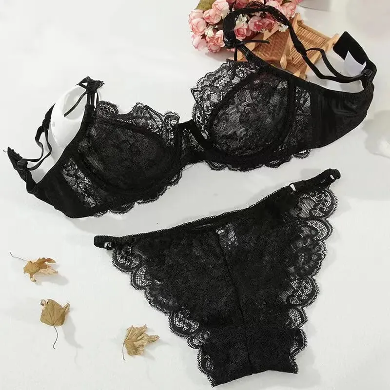 Lace Minimizer Bra Ultra Thin Sponge Free Wirefree Seamless Full Coverage Bust Push Up Comfort Lingerie Set BANERDANNI — image 2