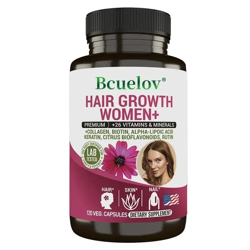 Women Hair Growth Supplement Capsules with Multivitamins Collagen and Biotin for Thicker Fuller Hair Nails and Skin Health — image 9