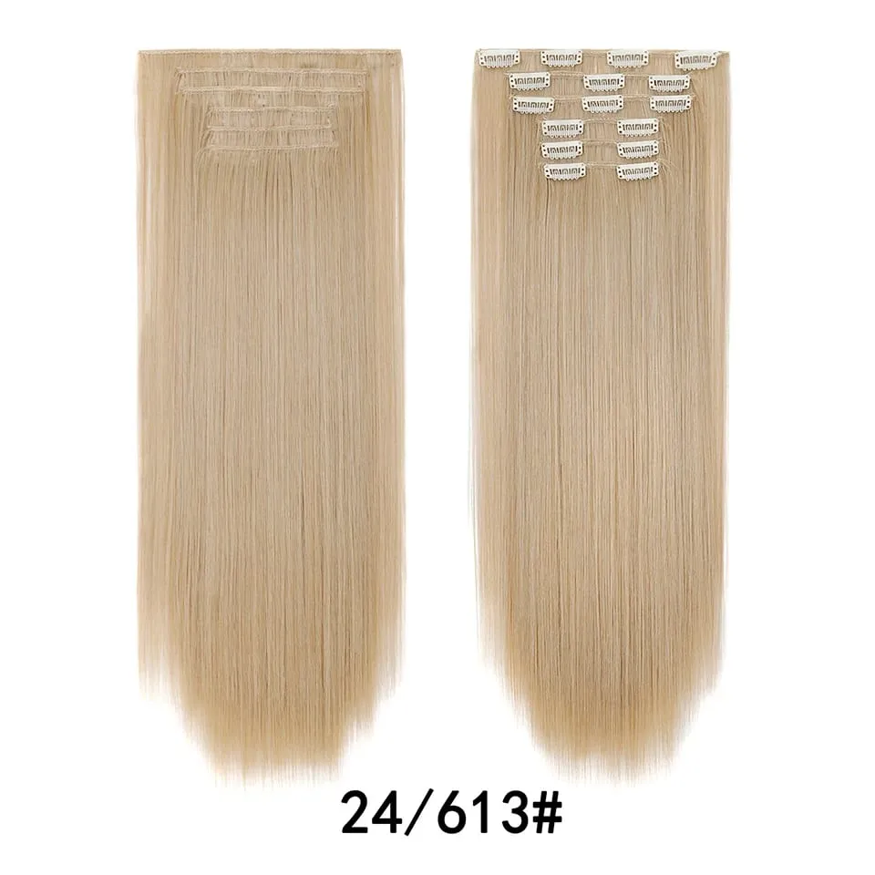 24Inch Clip in Hair Extensions Invisible Synthetic Extension 6PCS Long Straight Heat Resistant Clips on Hairpieces for Women — image 23