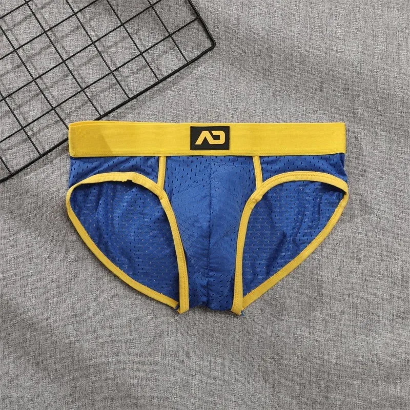 2026 solid color new men's low waist through mesh breathable briefs addicted underwear AD4-M388 — image 3