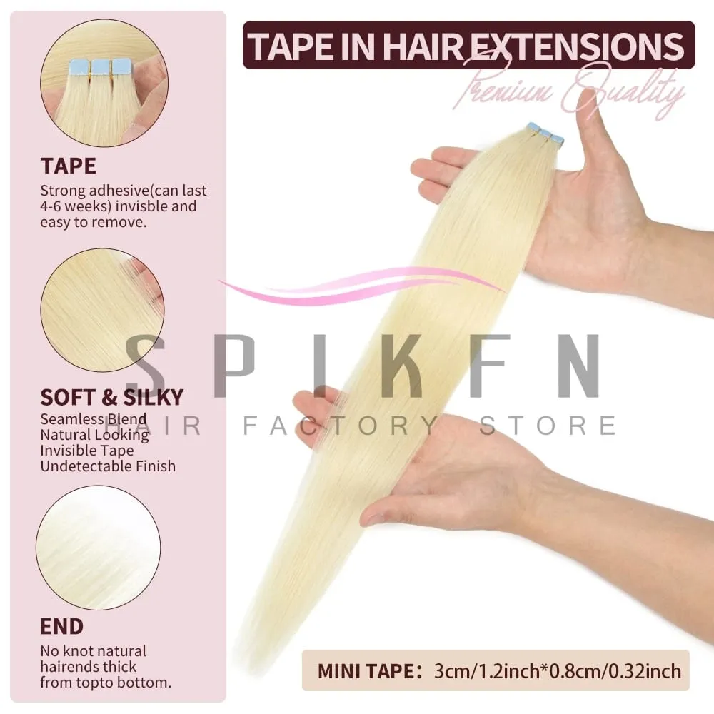 12"-20" Mini Tape Hair Extensions Machine Remy Skin Weft Adhesive Tape In Human Hair Natural Black Brown Blonde Straight 10pcs — image 2