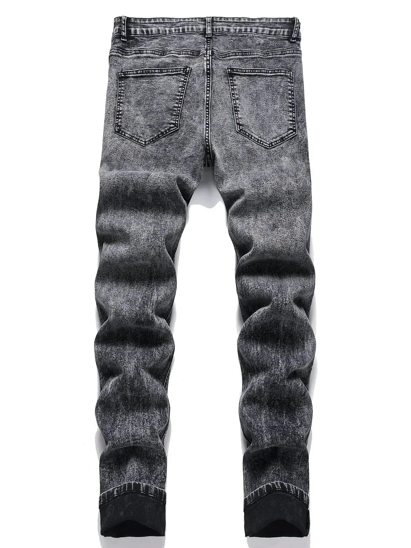 Jeans elasticizzati da uomo Pantaloni a tubino Vita media Slim Fit Jeans lavati Pantaloni casual alla caviglia in denim vintage effetto invecchiato — image 7