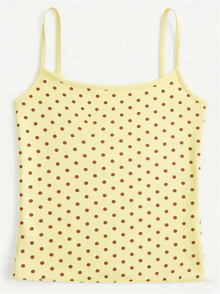 Polka Dot Pink Camis Woman Summer Cotton Slim Tank Top Female Casual Vintage Preppy Style All-match Sweet Cute Crop Top Y2k New — image 12