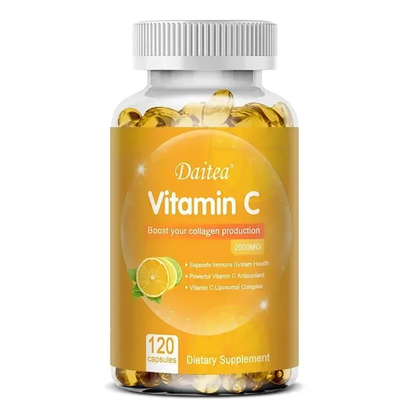 ビタミン C 2000 mg がコラーゲンの生成を促進します ビタミン C リポソーム栄養補助食品 非遺伝子組み換えおよびグルテンフリー ベジタリアン向け