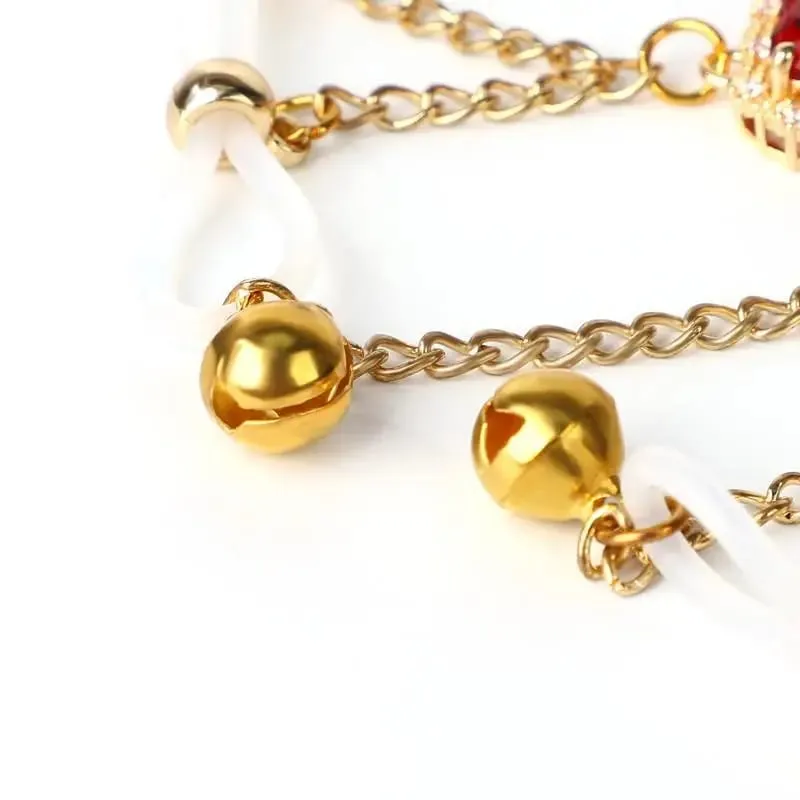 [NM]1 Pair Heart-shaped Gemstone Breast Clips Nipple Stimulator Sex Toys For Women Couple Nipple Clamps Adult Supplies[NM]